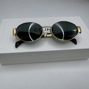Celine Gold Frame Sunglasses with Dark Green Lenses